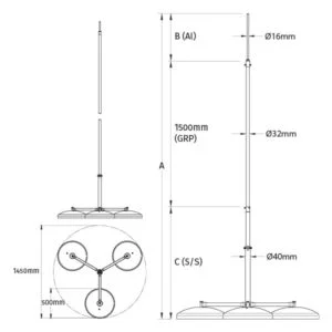 Insulated-Lightning-Conductor-Free-Standing-Tripod-Interception-Mast-–-3m-to-7m-High