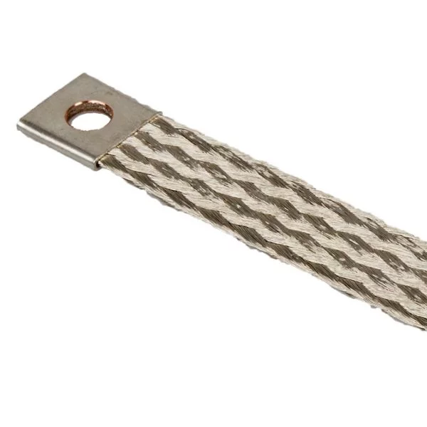 Flexible flat copper braid bond tinned