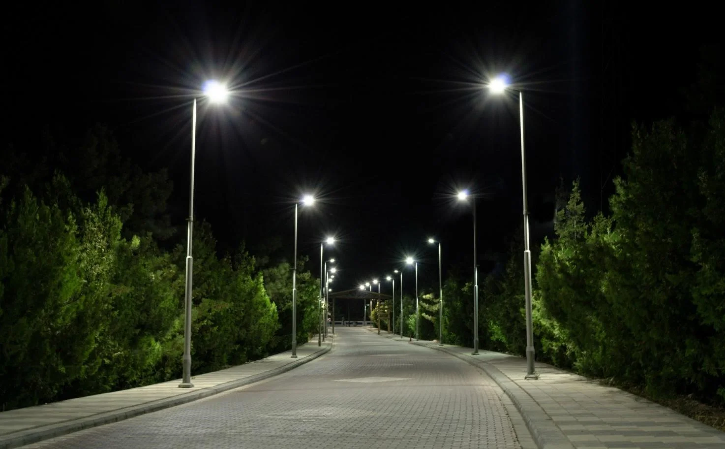 Lightning Columns on a Dark Street