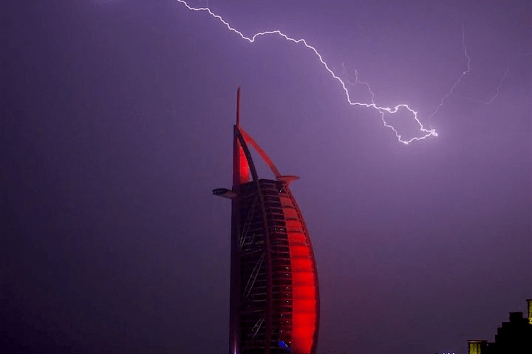 Lightning Strike Near Burj Al Arab