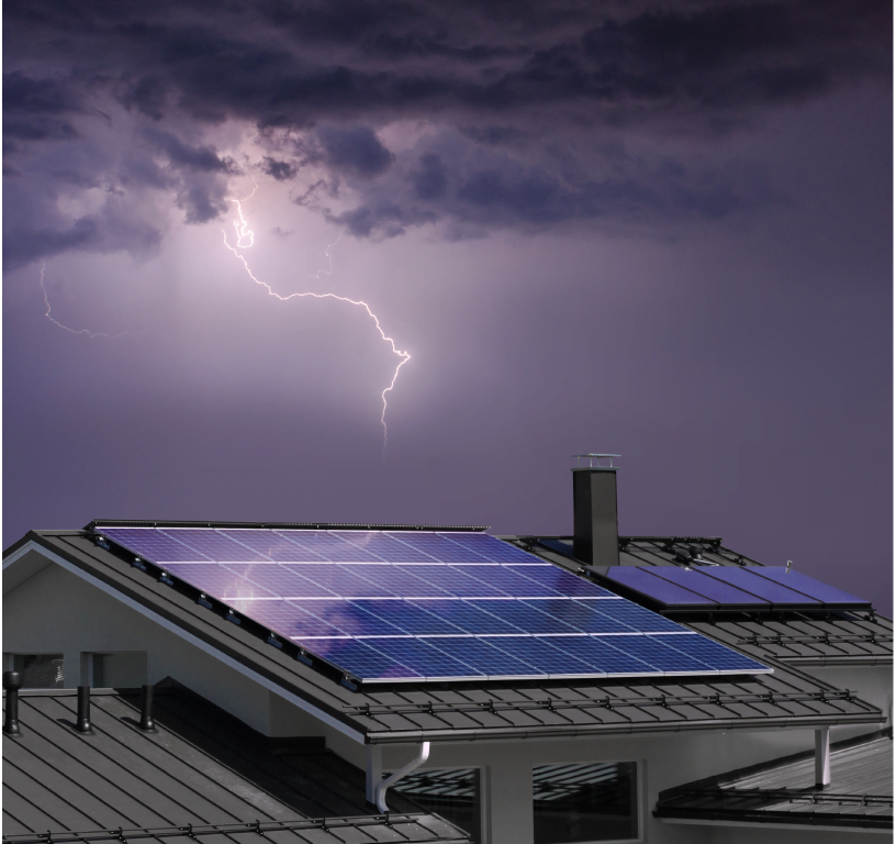 Lightning Strikes a Solar Panel Array